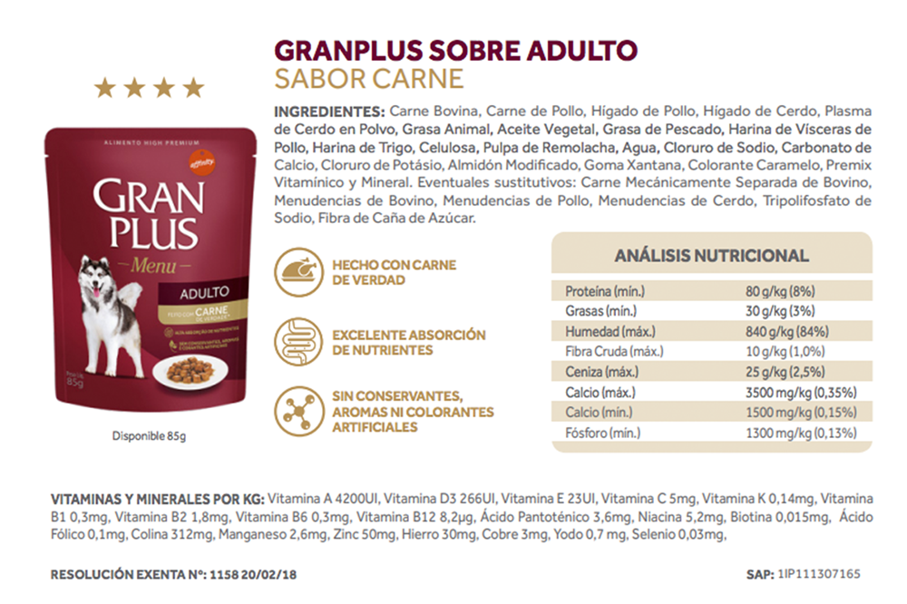 Gran Plus Dog Pouch Alimento Húmedo variedades