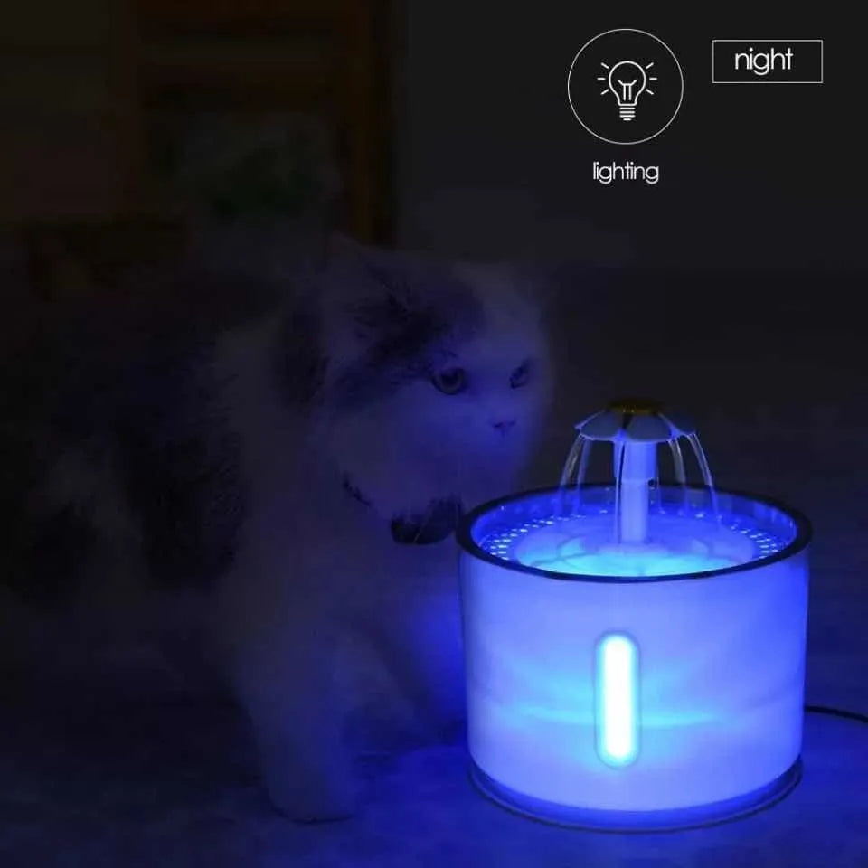 Bebedero/Fuente agua Electrónico led Para Perritos y Gatitos + 4 filtros